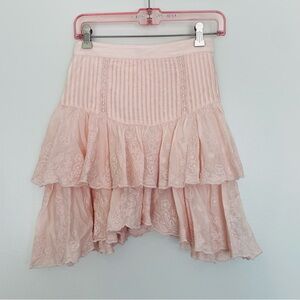 NWT Ted Baker‎ Alegria Tiered Eyelet Lace Handkerchief Hem Skirt Blush Lt Pink S
